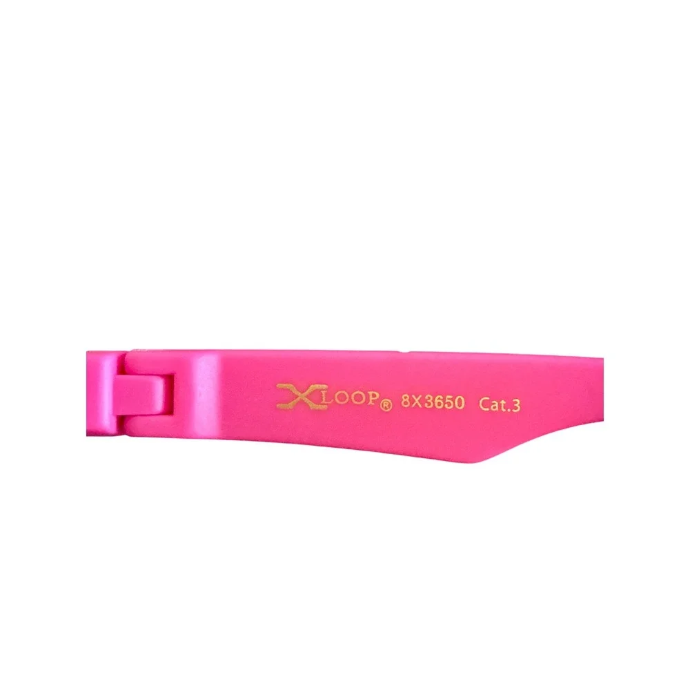 X-Loop Mirrored‎ Lens Sunglasses Pink Purple Speckled Sporty Shield Women's